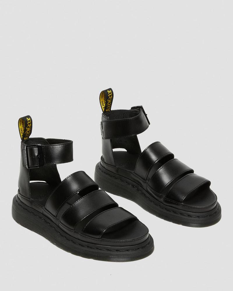 Black Women's Dr Martens Clarissa II Leather Gladiator Sandals | CA 295RVD